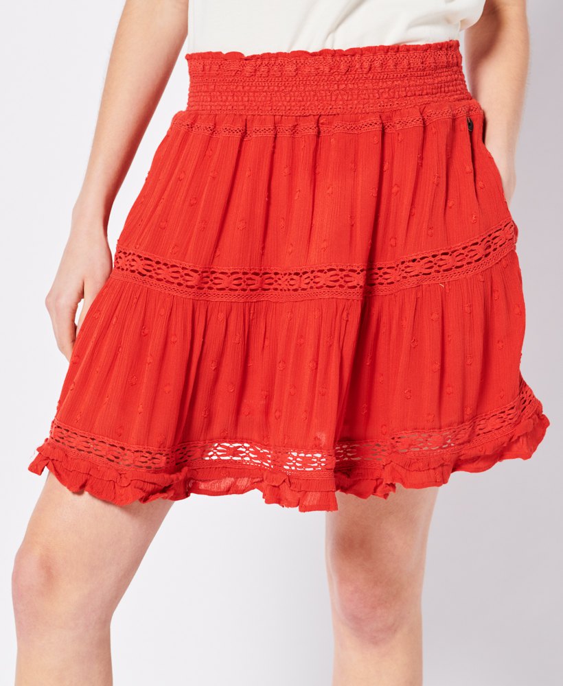 Юбка мини Superdry Vintage Lace, красный