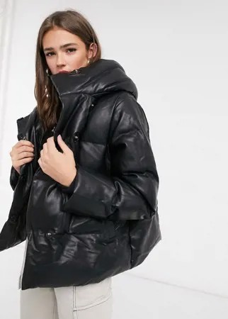 Укороченное пальто из искусственной кожи в стиле oversized Jakke patricia-Черный