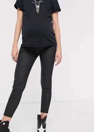 Черные джинсы скинни с посадкой над животом и покрытием Topshop Maternity-Черный цвет