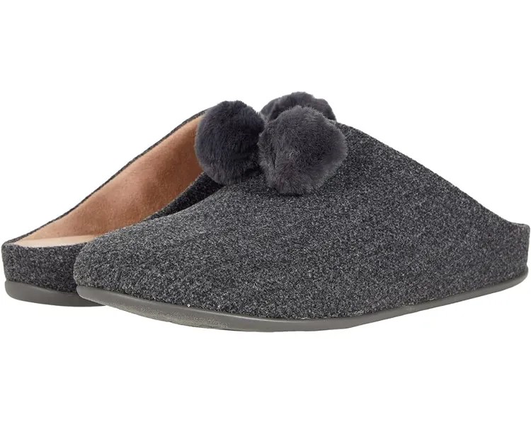 Домашняя обувь FitFlop Chrissie Pom-Pom Slippers, цвет Pewter Grey