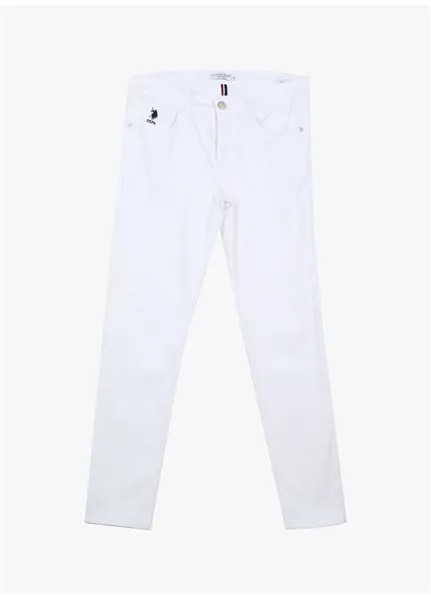 Белые мужские брюки узкого кроя с нормальной талией и нормальными штанинами U.S. Polo Assn.