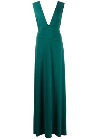 Halston Heritage длинное платье с глубоким вырезом