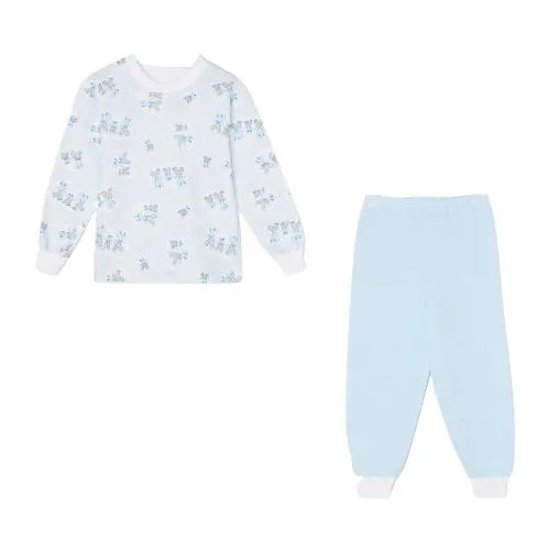 ATA kids Пижама для мальчика начёс, цвет белый/голубой, рост 98 см