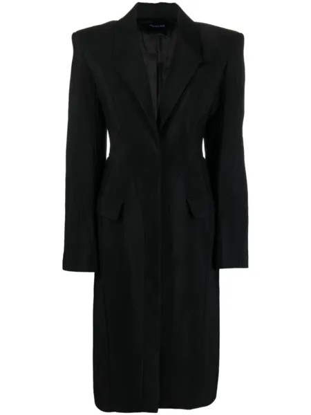 Mugler пальто из смесовой шерсти, черный
