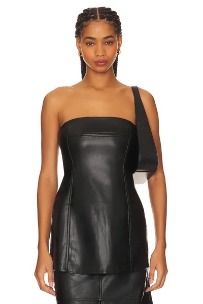 Топ WeWoreWhat Faux Leather Strapless, черный