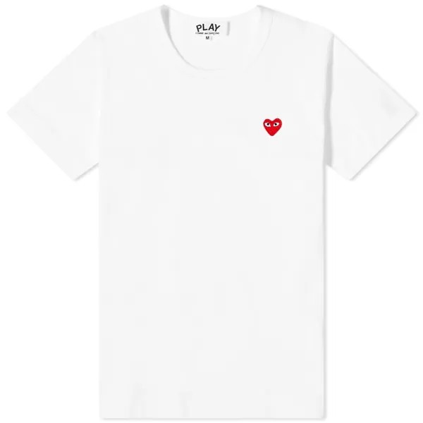 Женская футболка Comme des Garçons Play с логотипом Little Red Heart, белый