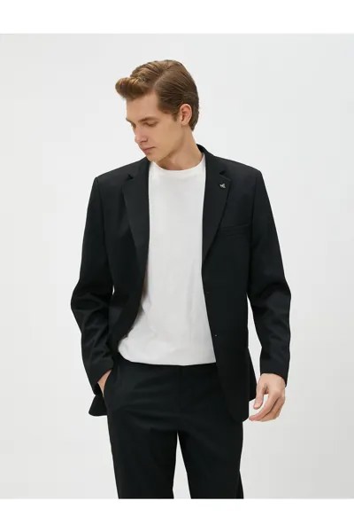 Базовый пиджак с брошью, пуговицами, карманами, приталенный крой Koton, черный