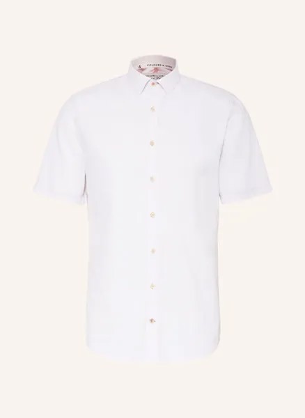 Рубашка прямого кроя с короткими рукавами из льна Colours & Sons, белый
