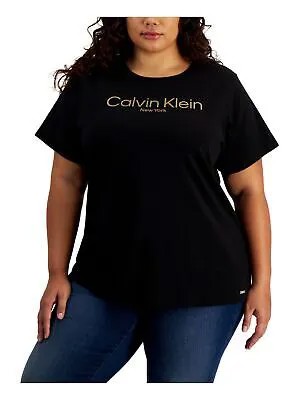 CALVIN KLEIN Женская черная футболка с короткими рукавами и круглым вырезом с логотипом Plus 3X