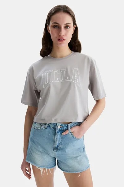 Короткая хлопковая футболка Helena Ucla, серый