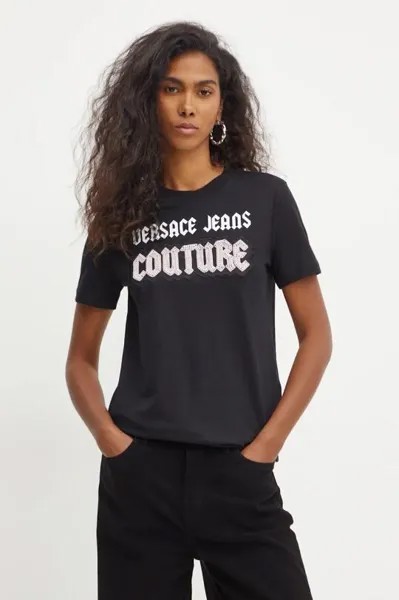 Хлопковая футболка Versace Jeans Couture, черный