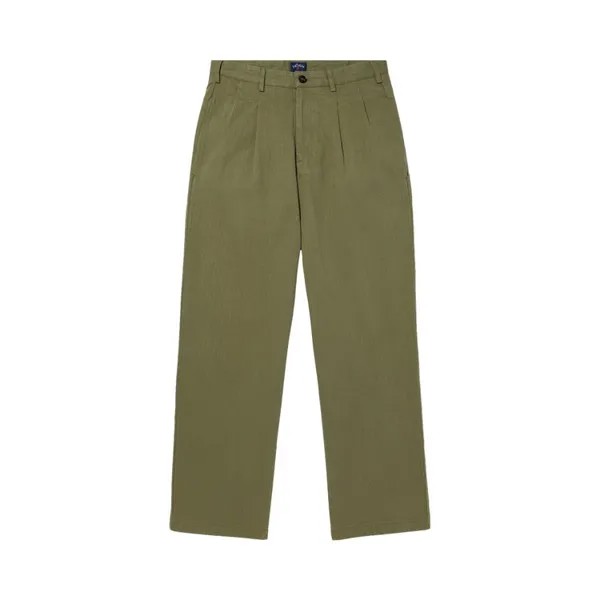 Брюки Noah Double-Pleat Herringbone Pant, зеленый