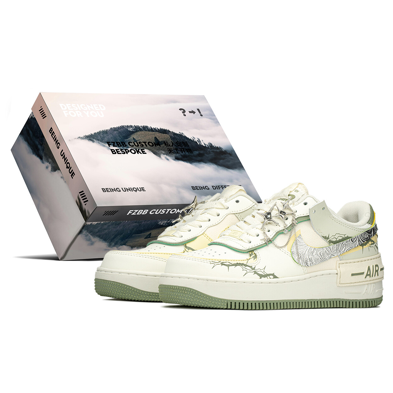 Кроссовки Nike Air Force 1 Skateboarding Shoes Women's Low-top Beige/green, зеленый