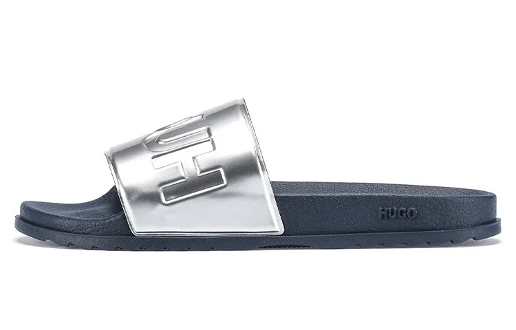 Шлепанцы мужские серебряные Hugo Boss