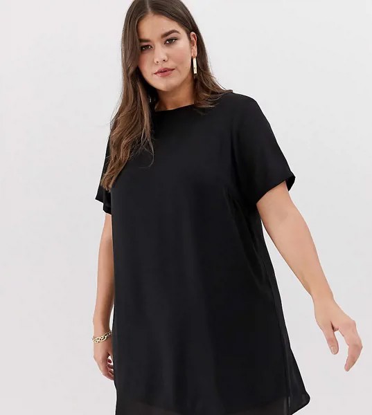 Прозрачное платье мини А-силуэта ASOS DESIGN Curve-Черный