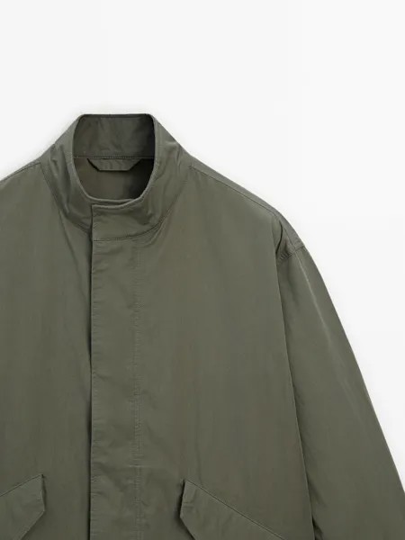 Короткая парка из смесового хлопка Massimo Dutti, green