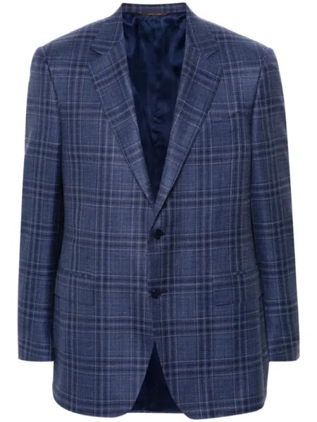 Canali однобортный пиджак в клетку, синий