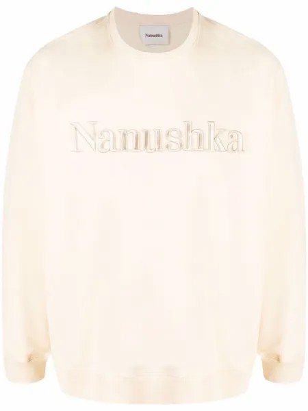 Nanushka джемпер с вышитым логотипом, нейтральный цвет