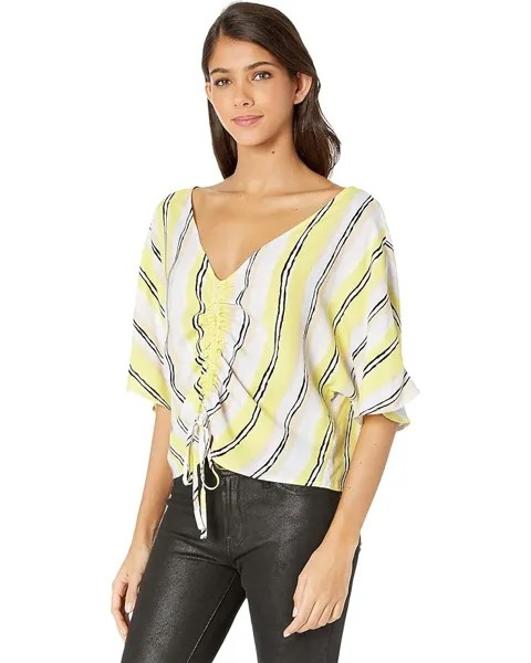 Рубашка Cupcakes and Cashmere Atala Striped Crepe Shirt, цвет Lemon