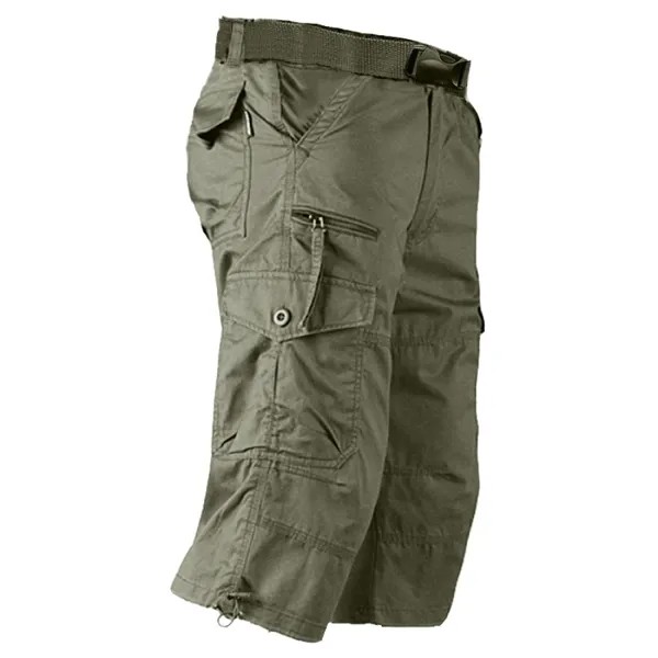Мужские брюки-карго из хлопка с несколькими карманами на молнии