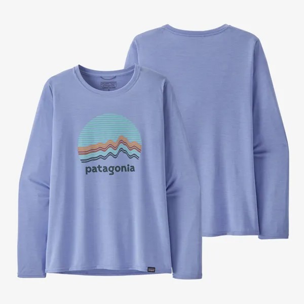 Женская классная повседневная рубашка с рисунком Capilene с длинными рукавами Patagonia, цвет Ridge Rise Moonlight: Pale Periwinkle X-Dye