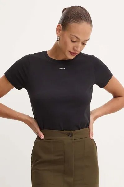 Хлопковая футболка Pinko, черный