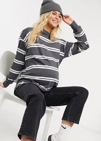 Темно-серый лонгслив в двойную полоску с манжетами ASOS DESIGN Maternity-Многоцветный
