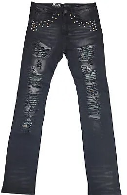 Черные выстиранные джинсы скинни Waimea с заклепками и подкладкой - 40