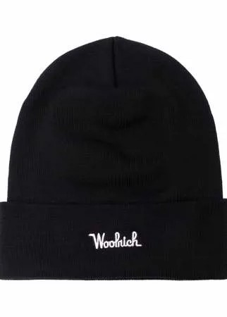 Woolrich шерстяная шапка бини с вышитым логотипом