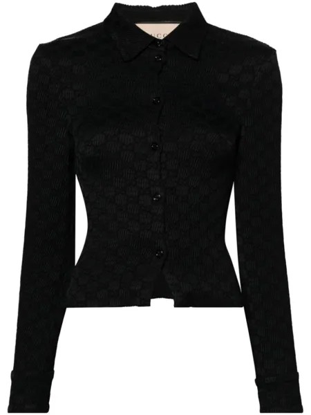 Gucci жаккардовая рубашка с жатым эффектом, черный