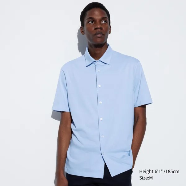 Хлопковая рубашка-поло AIRism с пуговицами UNIQLO, синий