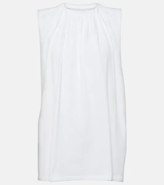 Топ из хлопкового джерси с оборками Mm6 Maison Margiela, белый