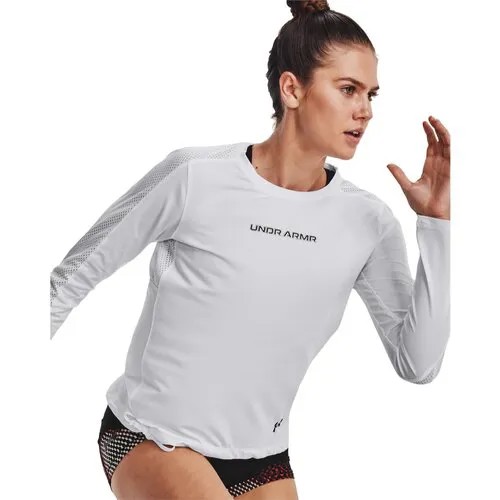 Лонгслив  для фитнеса Under Armour, силуэт свободный, размер SM, белый
