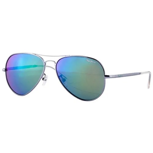 Солнцезащитные очки Pepe Jeans, авиаторы, оправа: металл, зеркальные, серебряный