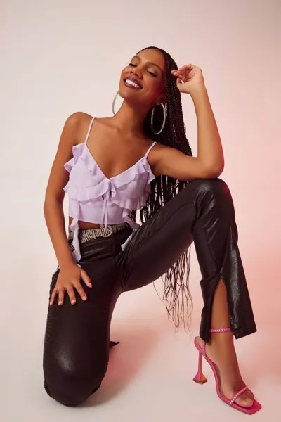 Укороченная майка с оборками Forever 21, сиреневый