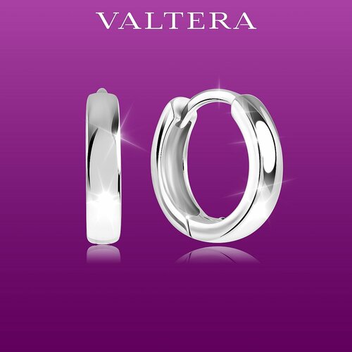 Серьги конго VALTERA, серебро, 925 проба, родирование, размер 12 мм, длина 1.2 см, , серебристый