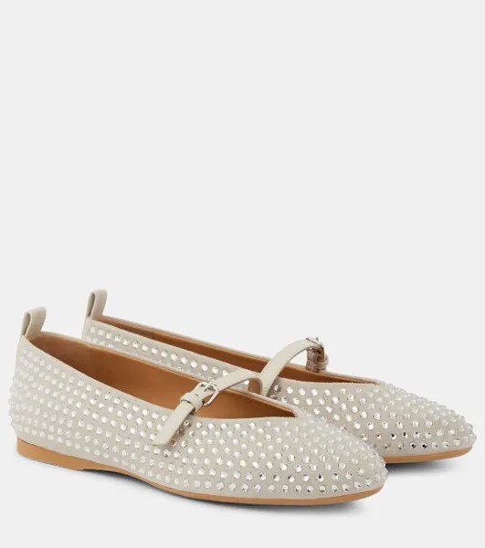 Балетки из замши с декором Jw Anderson, цвет light beige