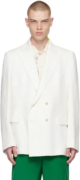 Белый двубортный пиджак Bode