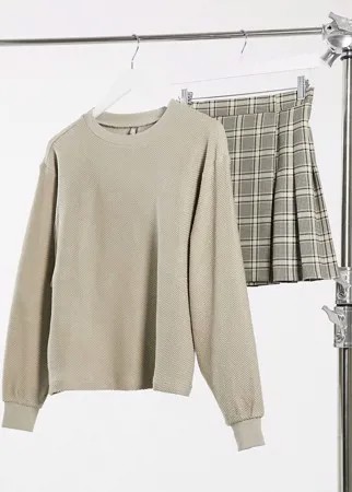 Серо-коричневый фактурный oversized-свитшот ASOS DESIGN-Бежевый