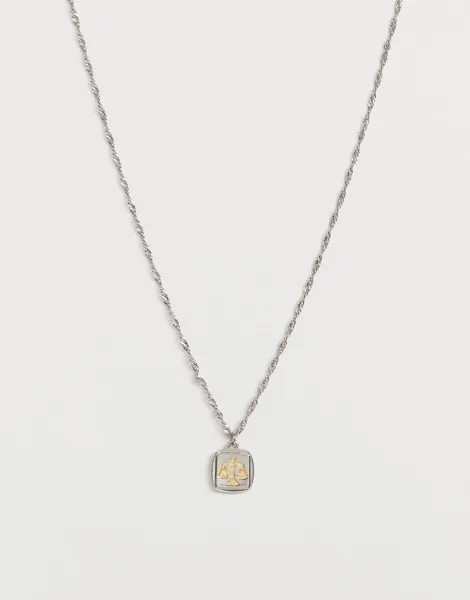 Серебристое ожерелье с подвеской-весами ASOS DESIGN-Серебряный