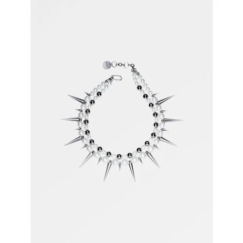 Колье RUSHEV CLASSIC AND SHARP, жемчуг Swarovski синтетический, длина 43 см, серебряный, белый