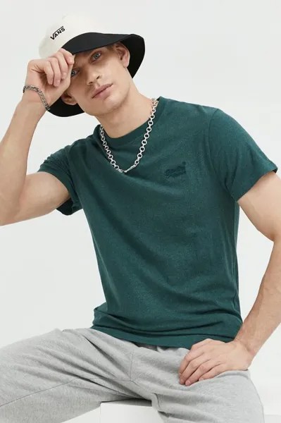 Хлопковая футболка Superdry, зеленый