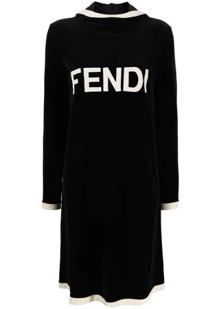 Fendi Pre-Owned платье 1990-х годов с капюшоном и нашивкой-логотипом