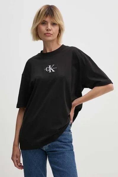 Хлопковая футболка Calvin Klein Jeans, черный