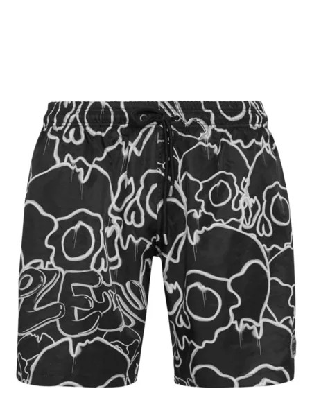 Philipp Plein плавки-шорты с принтом Skull, черный