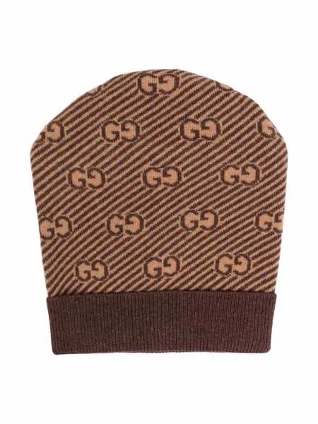 Gucci Kids шерстяная шапка бини с логотипом GG