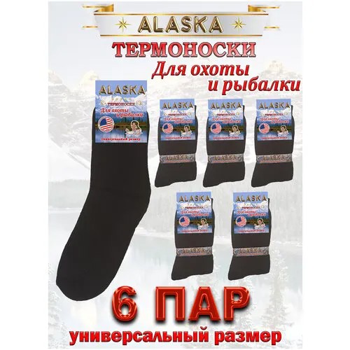 Носки Alaska, 6 пар, размер 41-47, черный