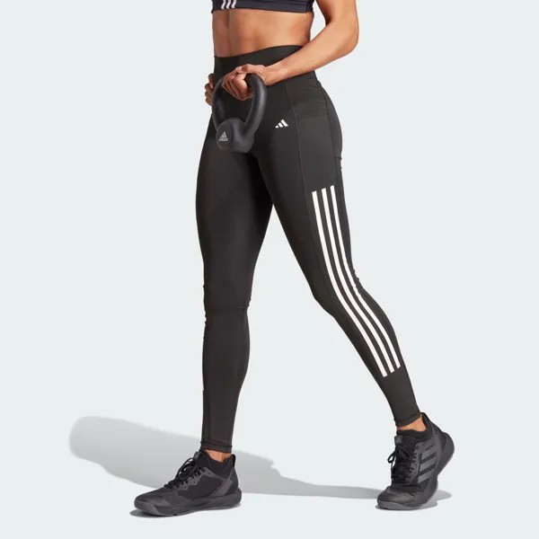 Леггинсы во всю длину с 3 полосками Optime Adidas, цвет Black
