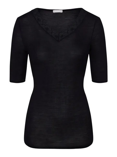 Топ Hanro V Shirt Woolen Lace, черный