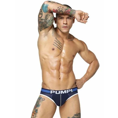 Трусы брифы PUMP!, средняя посадка, плоские швы, корректирующий эффект, быстросохнущая, размер M, синий
